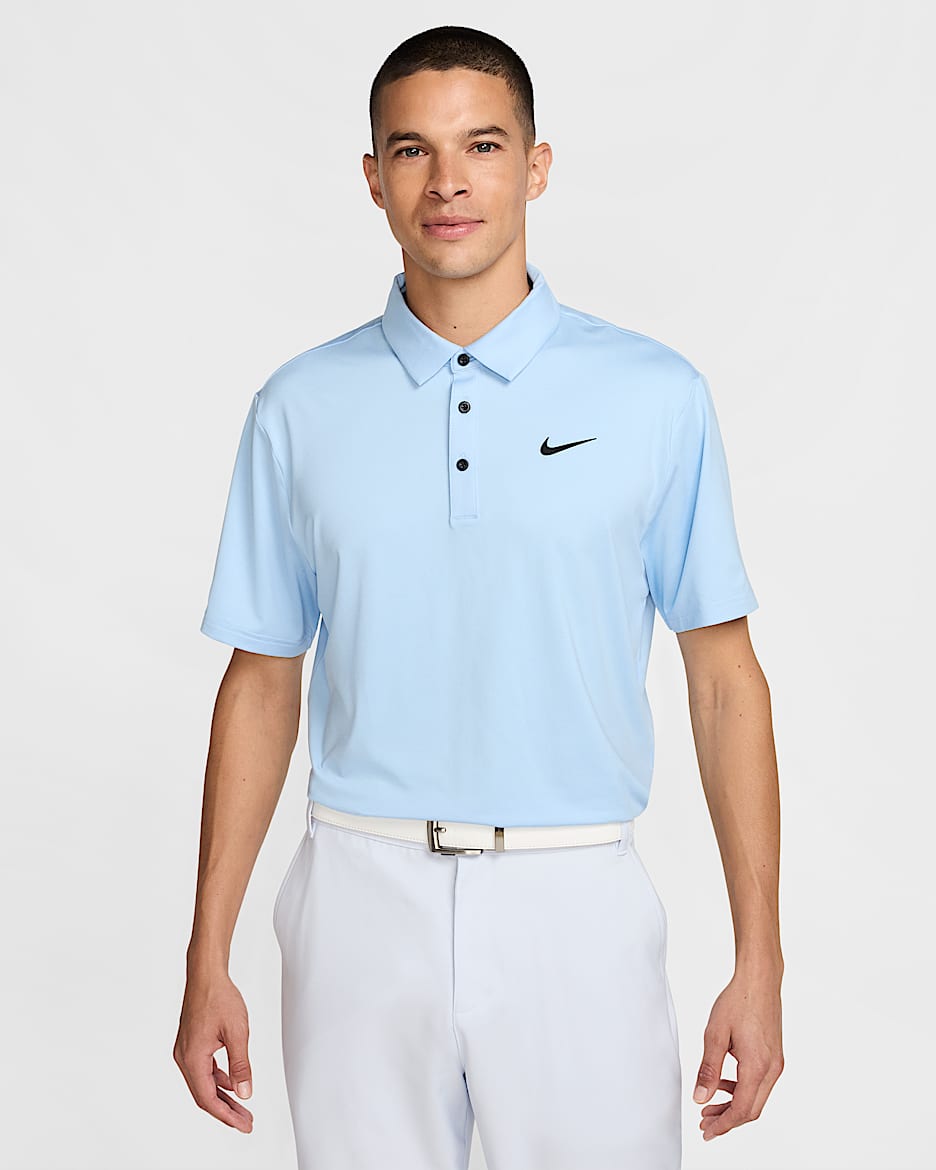 Nike Tour Men's Dri-FIT Heathered Golf Polo - Psychic Blue/Black