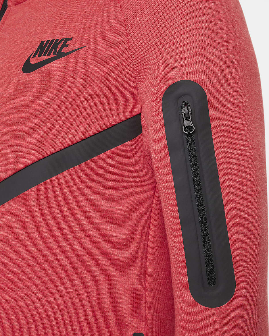 Nike Sportswear Tech Fleece Big Kids' Full-Zip Hoodie - Light University Red Heather/Light University Red Heather/Black/Black