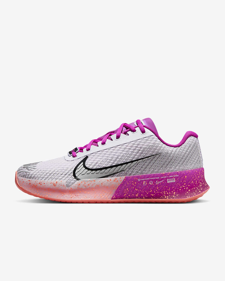 NikeCourt Vapor 11 HC Premium 女款硬地球場網球鞋 - Barely Grape/Vivid Grape/Light Wild Mango/Metallic Silver