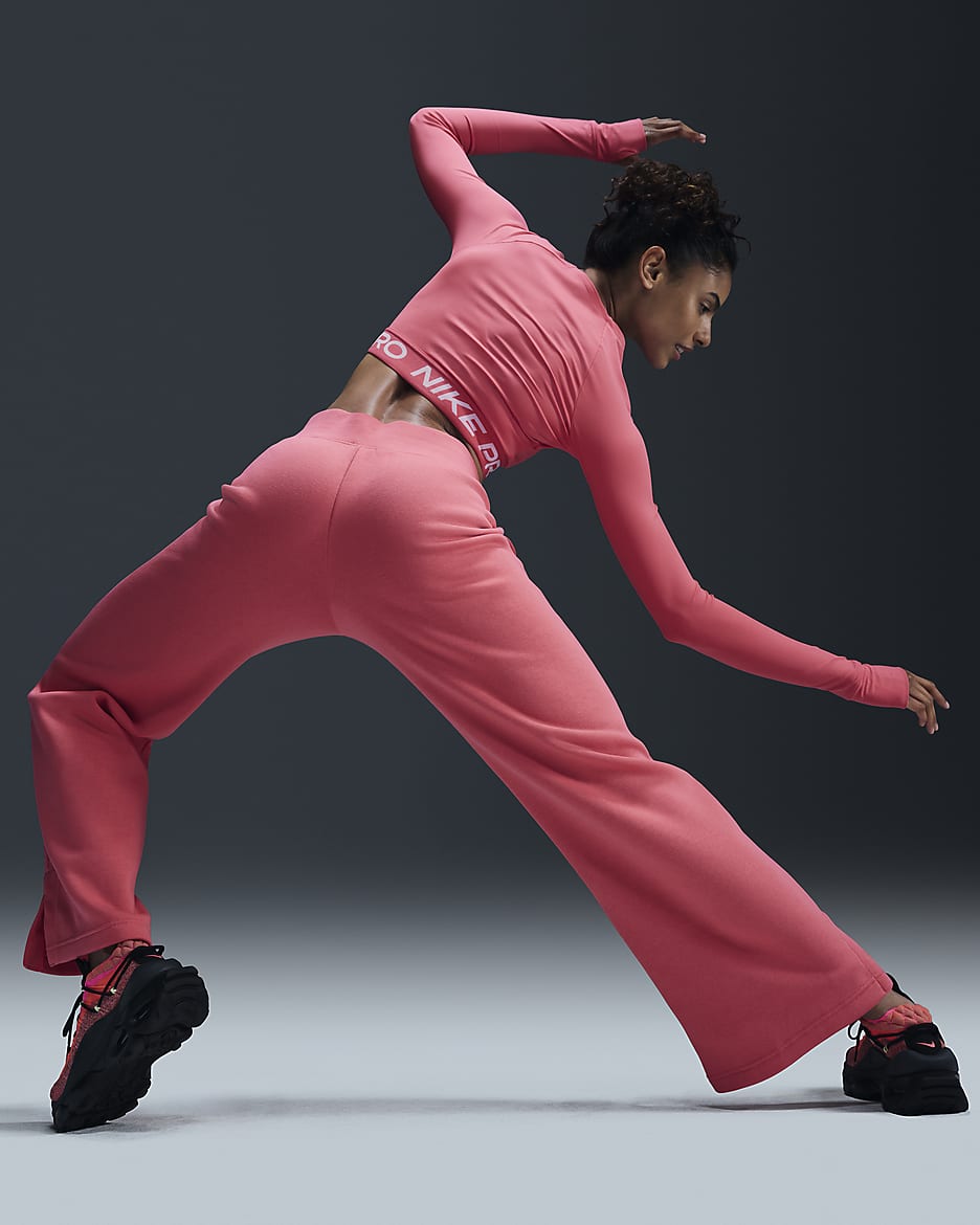 Nike Sportswear Phoenix Fleece Women's High-Waisted Wide-Leg Tracksuit Bottoms - Aster Pink/Sail