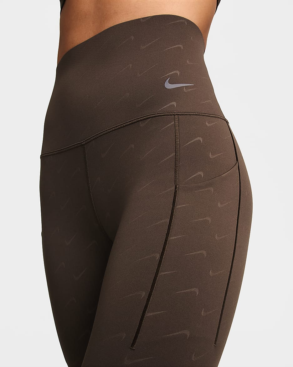 Legging imprimé 7/8 taille haute et maintien normal avec poches Nike Universa pour femme - Baroque Brown/Noir