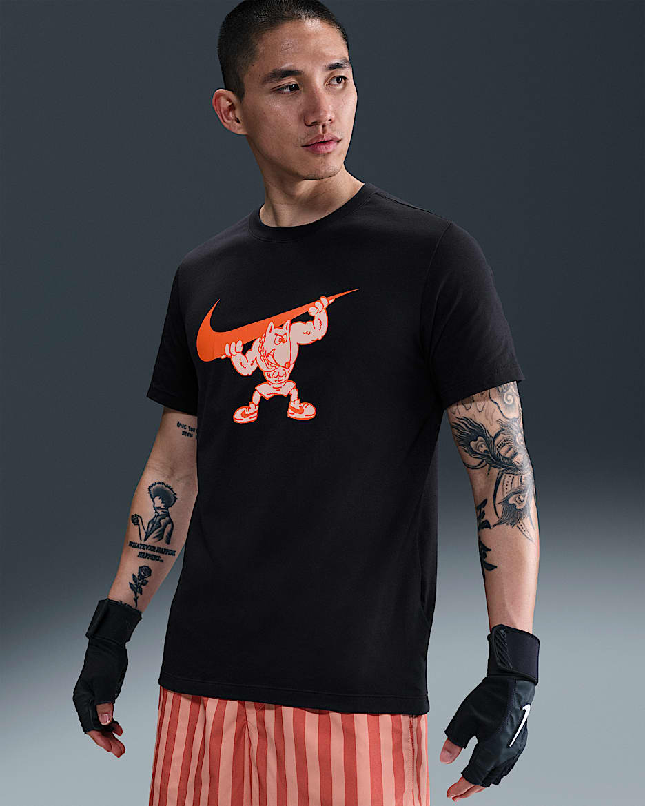 ナイキ メンズ フィットネス Tシャツ - ブラック