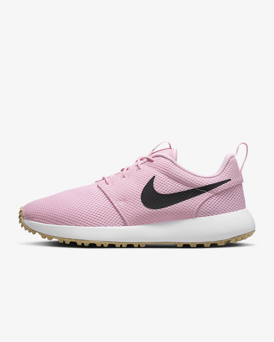 Roshe G Next Nature Men's Golf Shoes - Medium Soft Pink/White/Gum Light Brown/Black