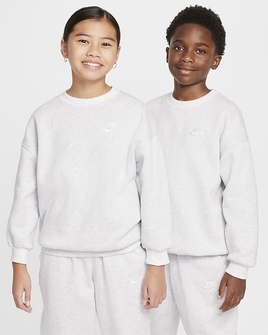 Sudadera oversized para niños talla grande Nike Sportswear Club Fleece - Abedul jaspeado/Blanco