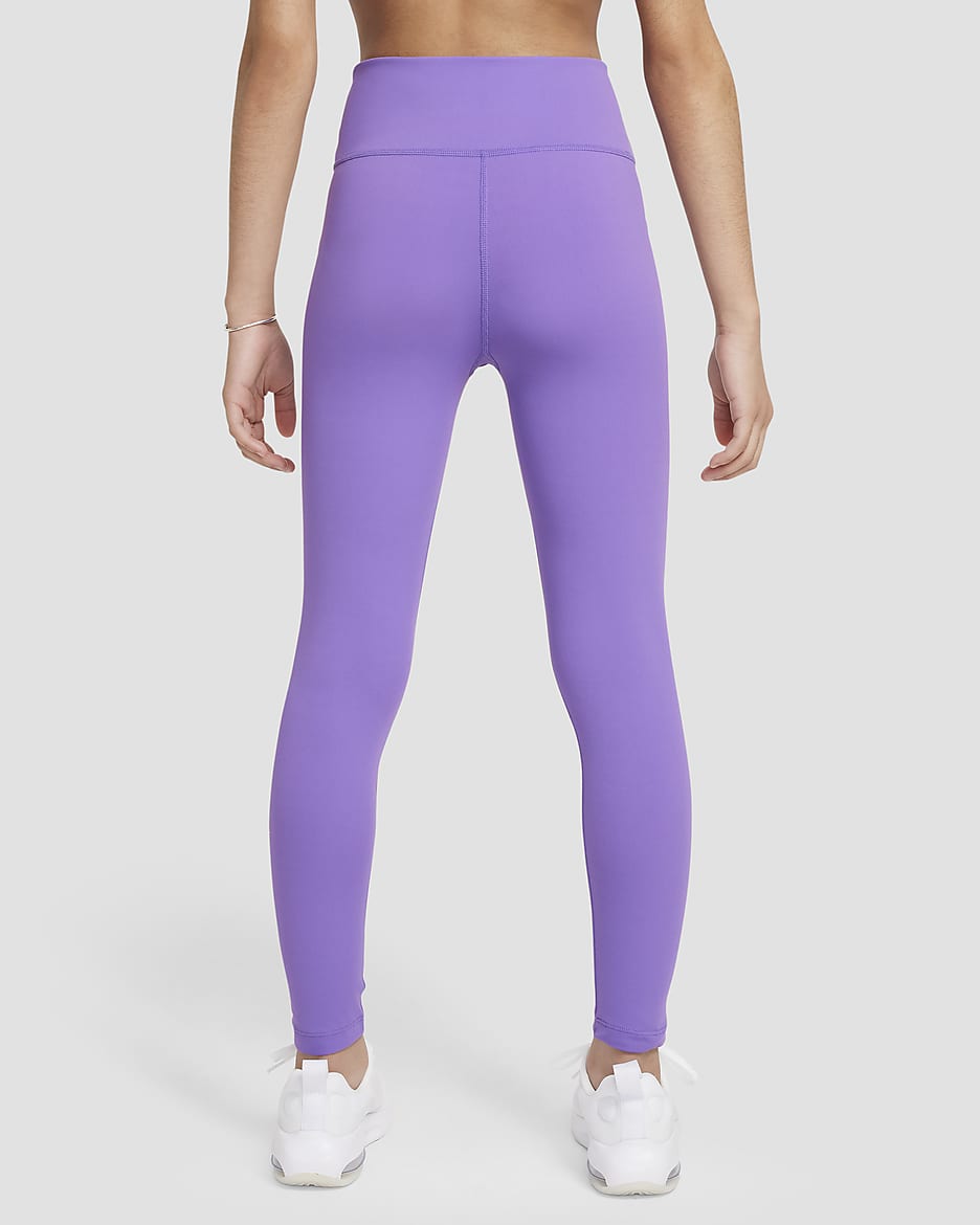 Nike One Big Kids' (Girls') Dri-FIT High-Waisted Leggings - Black Raspberry/White