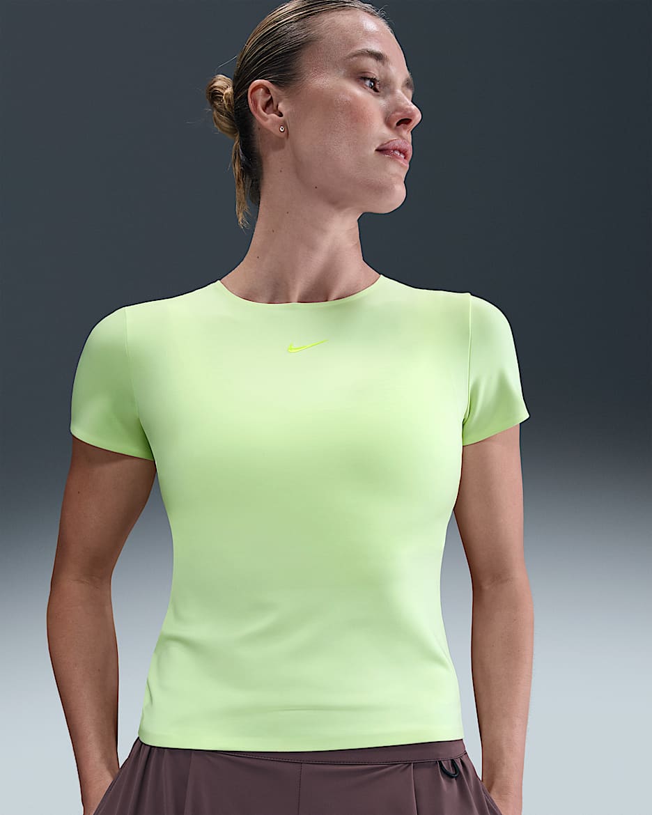 Playera de manga corta para mujer Nike Form - Voltio ligero/Hielo volt