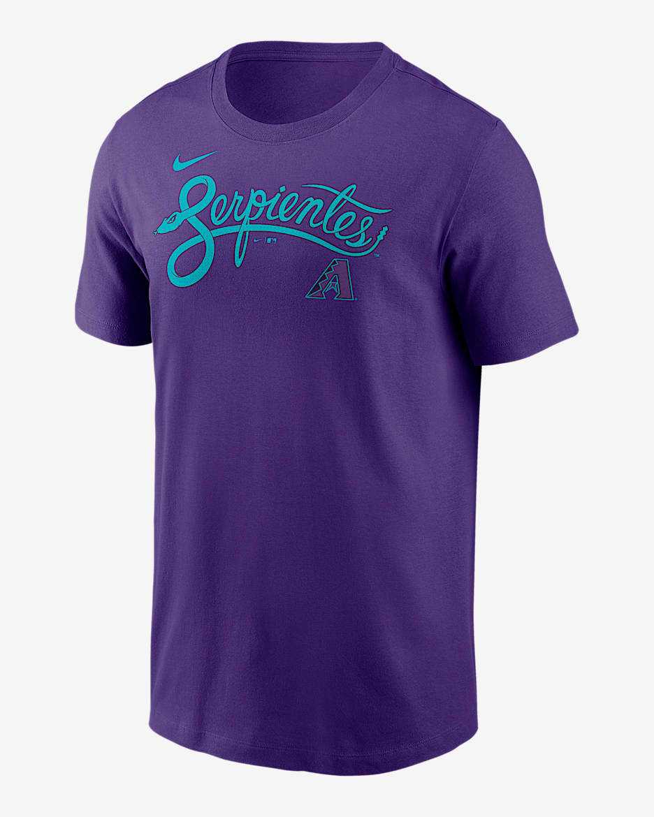 Playera Nike de la MLB para hombre Arizona Diamondbacks City Connect Wordmark - Morado
