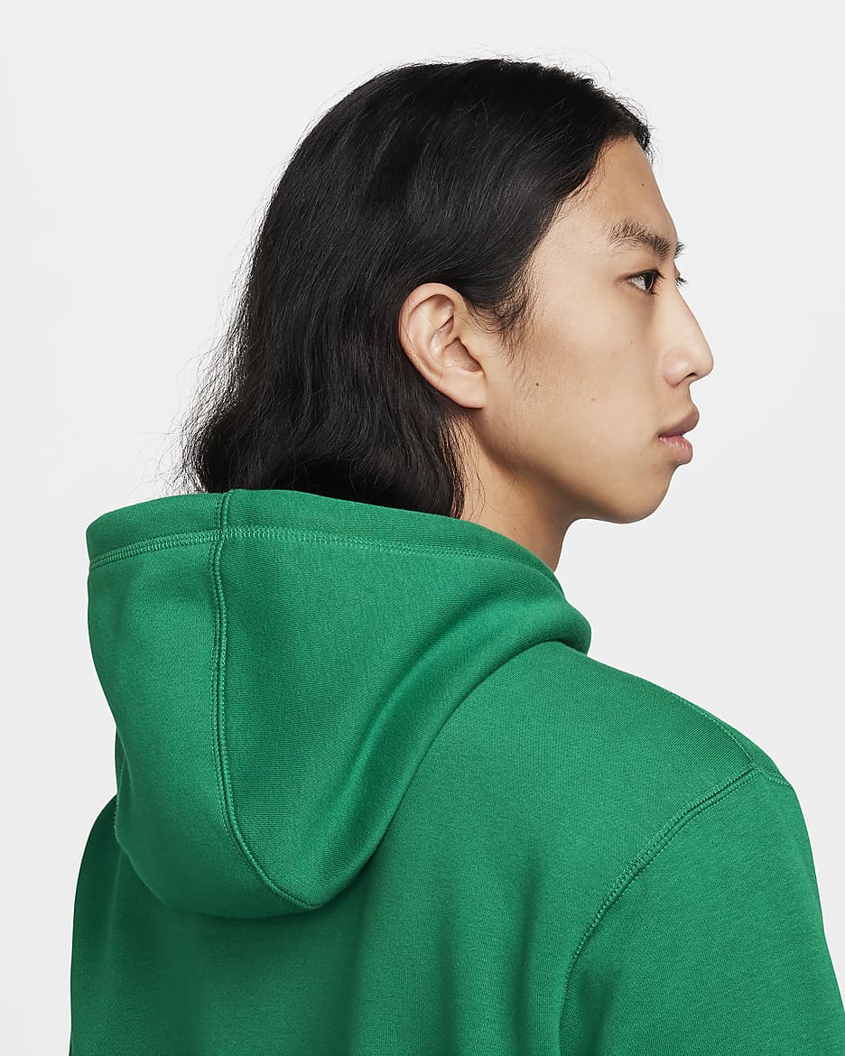 Nike Club Fleece Men's Pullover Hoodie - Malachite/Malachite/Safety Orange