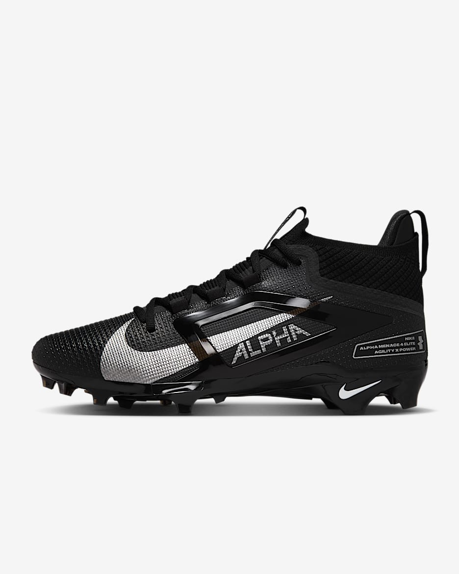 Tacos  de fútbol americano Nike Alpha Menace 4 Elite - Negro/Plata metalizado