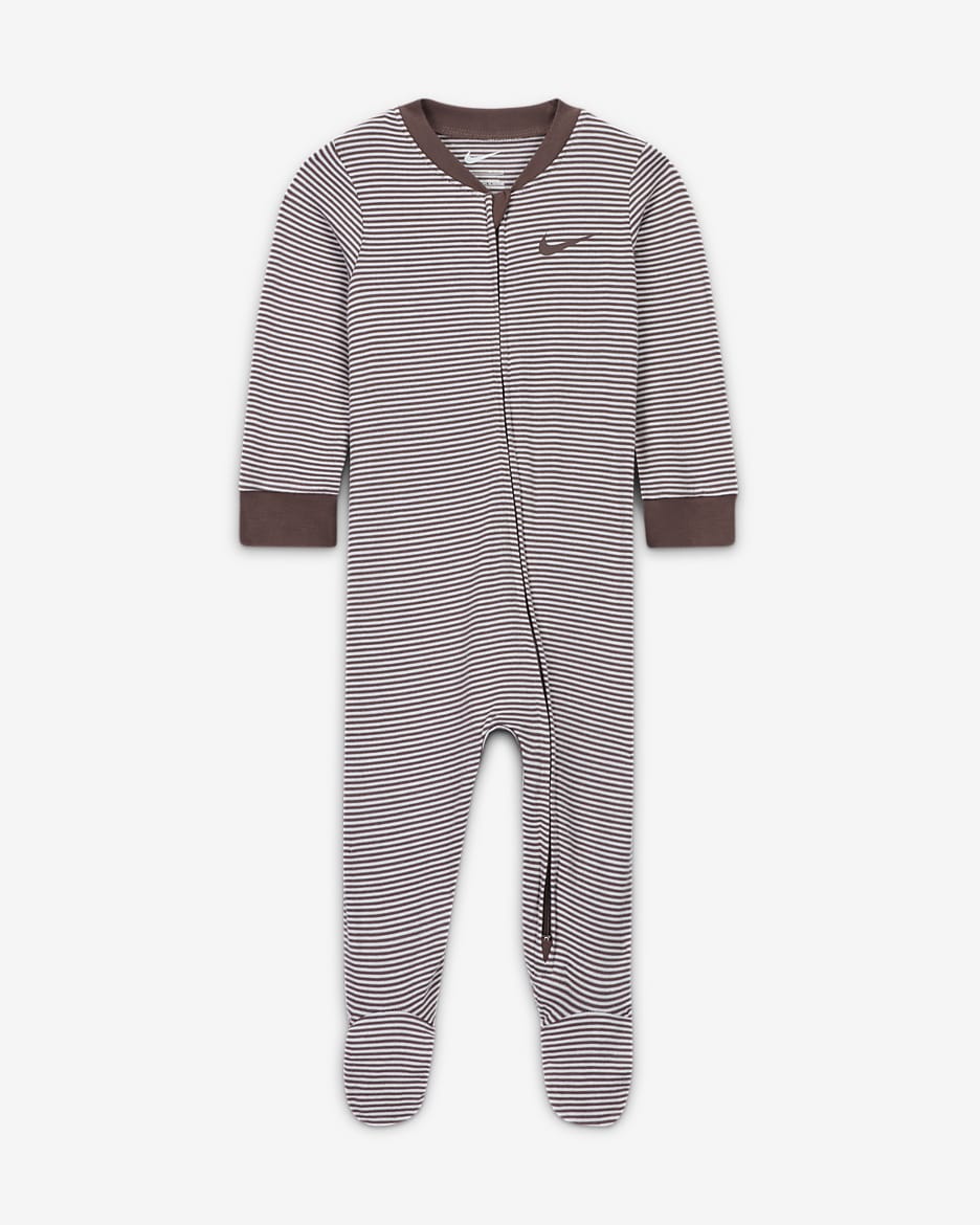 Nike Baby Essentials Baby (0-9M) Striped Footed Coverall - Plum Dust