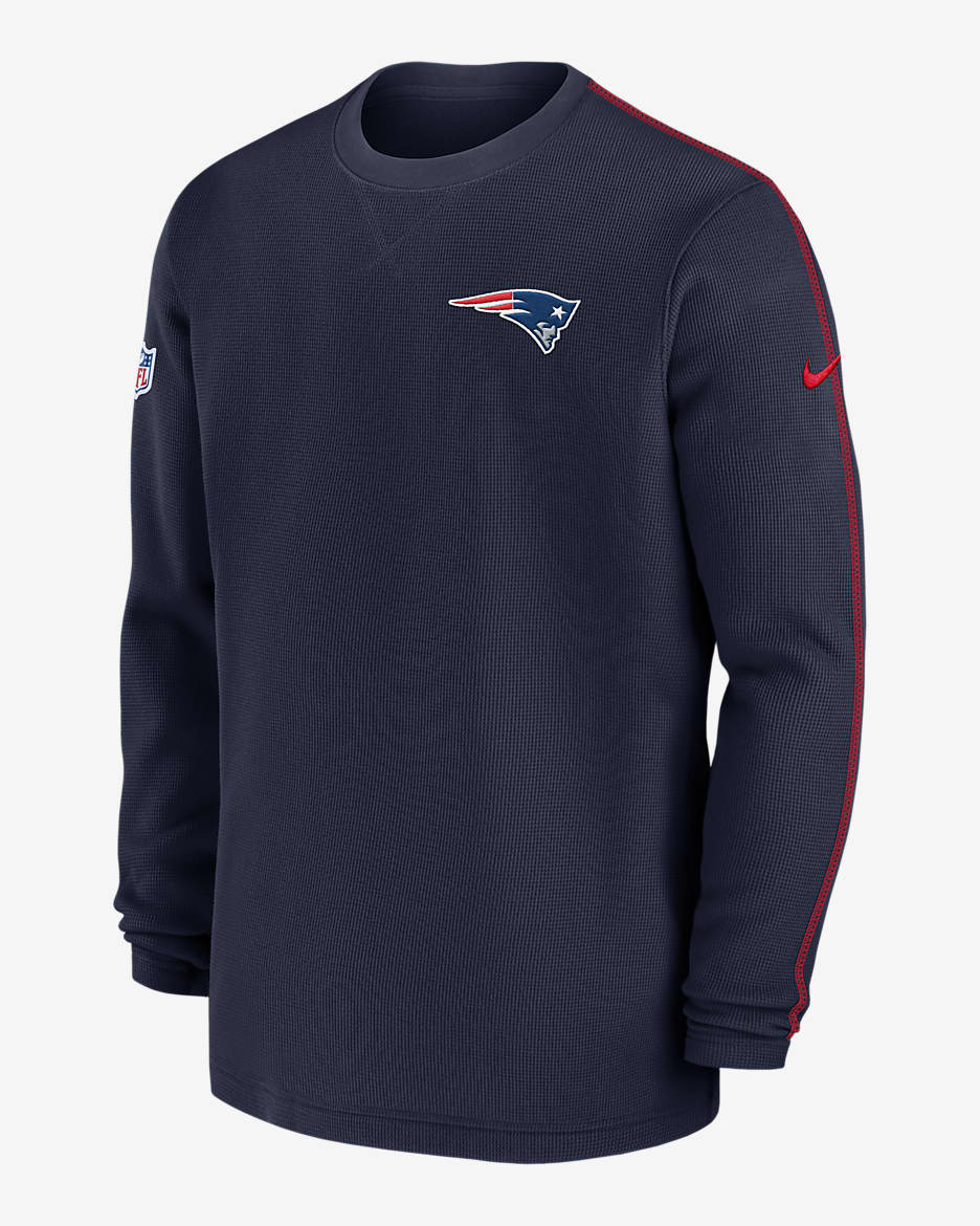 New England Patriots Sideline Coach Men’s Nike NFL Long-Sleeve Top - Navy/Red