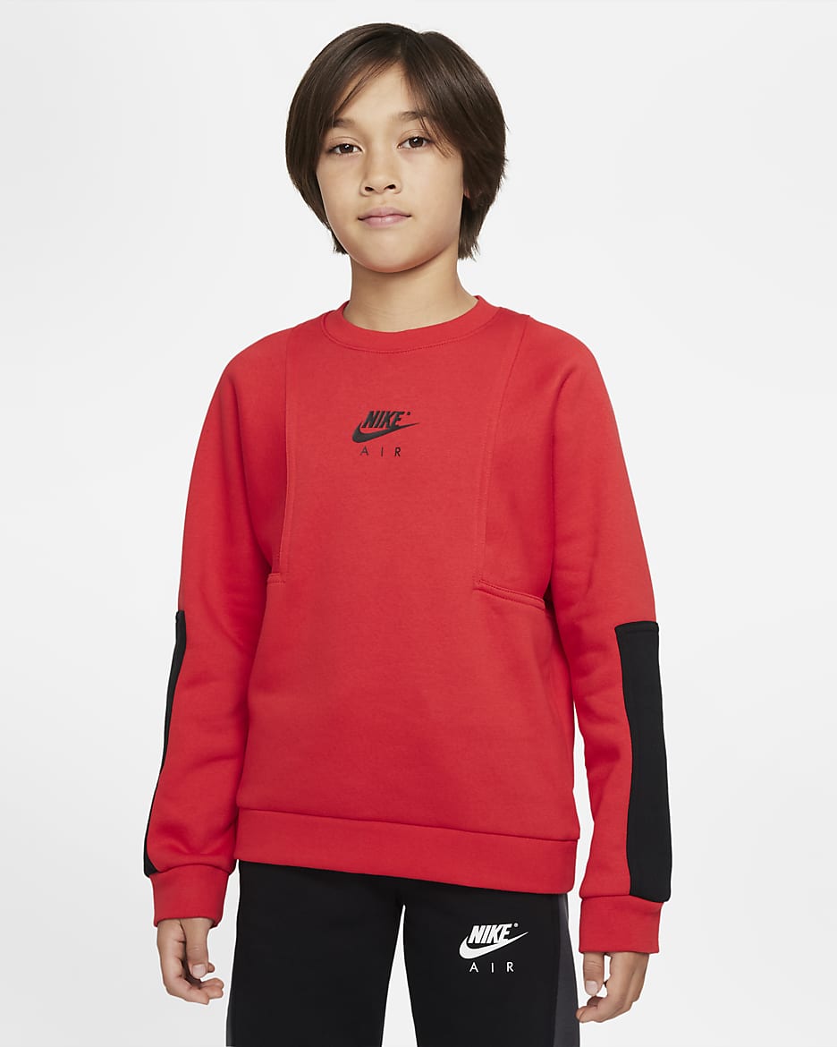 Nike Air Big Kids' (Boys') Sweatshirt - University Red/Black/Black