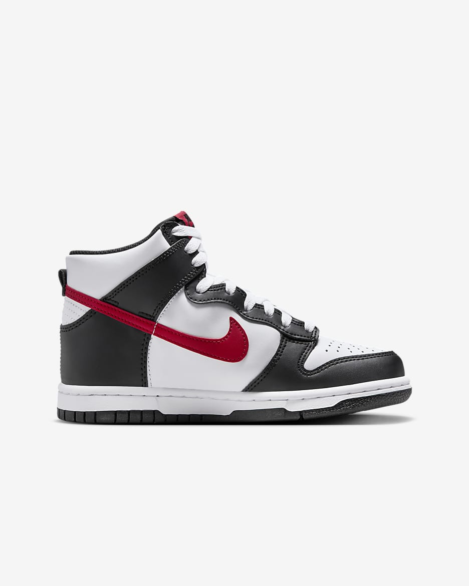 Nike Dunk High Older Kids' Shoes - White/Black/Gym Red