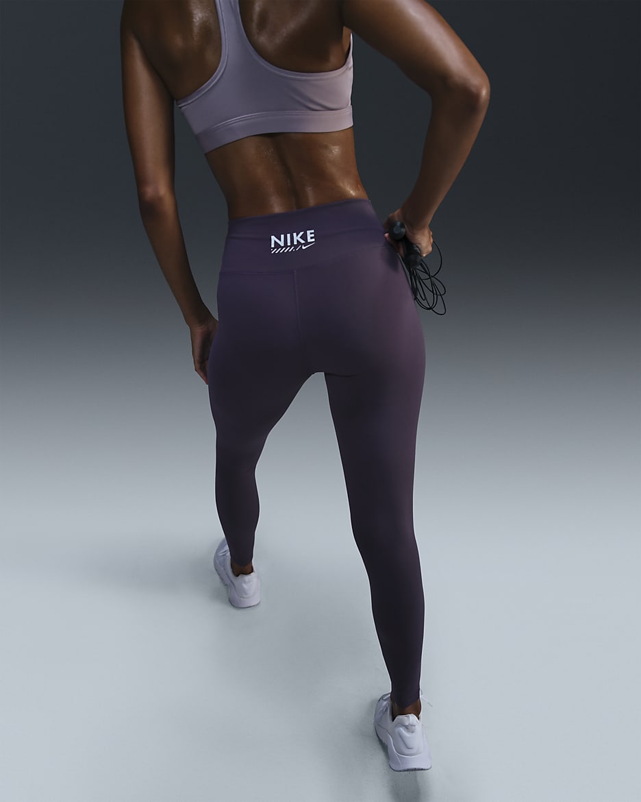 Nike One Leggings in voller Länge mit hohem Bund für Damen - Dark Raisin