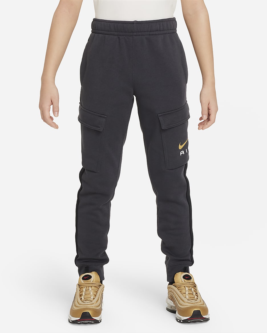 Pantalon cargo en tissu Fleece Nike Air pour ado - Dark Smoke Grey/Noir