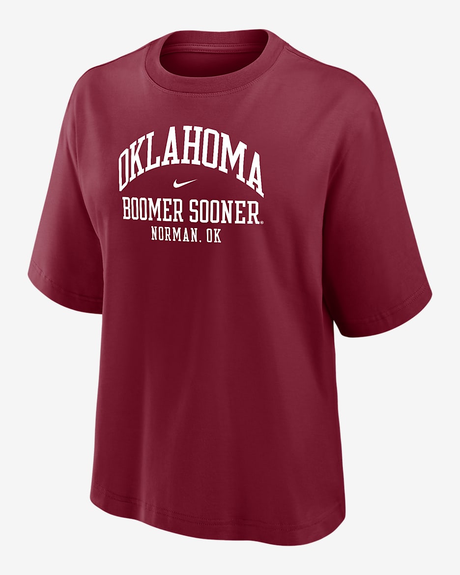 Oklahoma Women's Nike College Boxy T-Shirt - Team Crimson