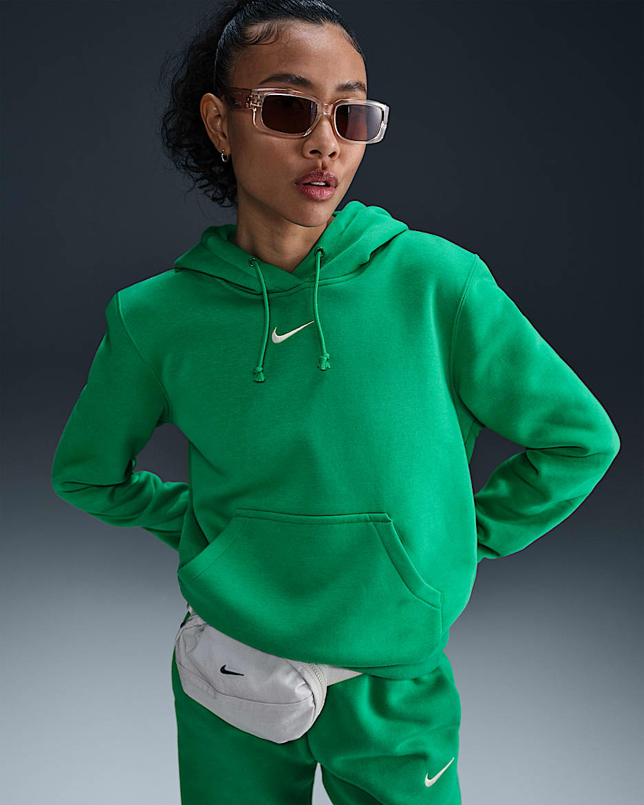 Nike Sportswear Phoenix Fleece Women's Pullover Hoodie - Stadium Green/Sail