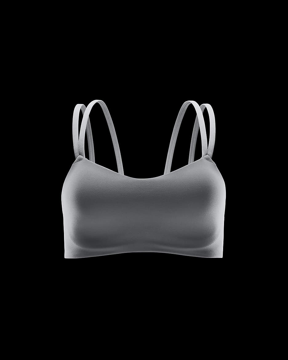 Sutiã de desporto almofadado de suporte ligeiro Nike Zenvy Strappy para mulher - Light Army/Branco