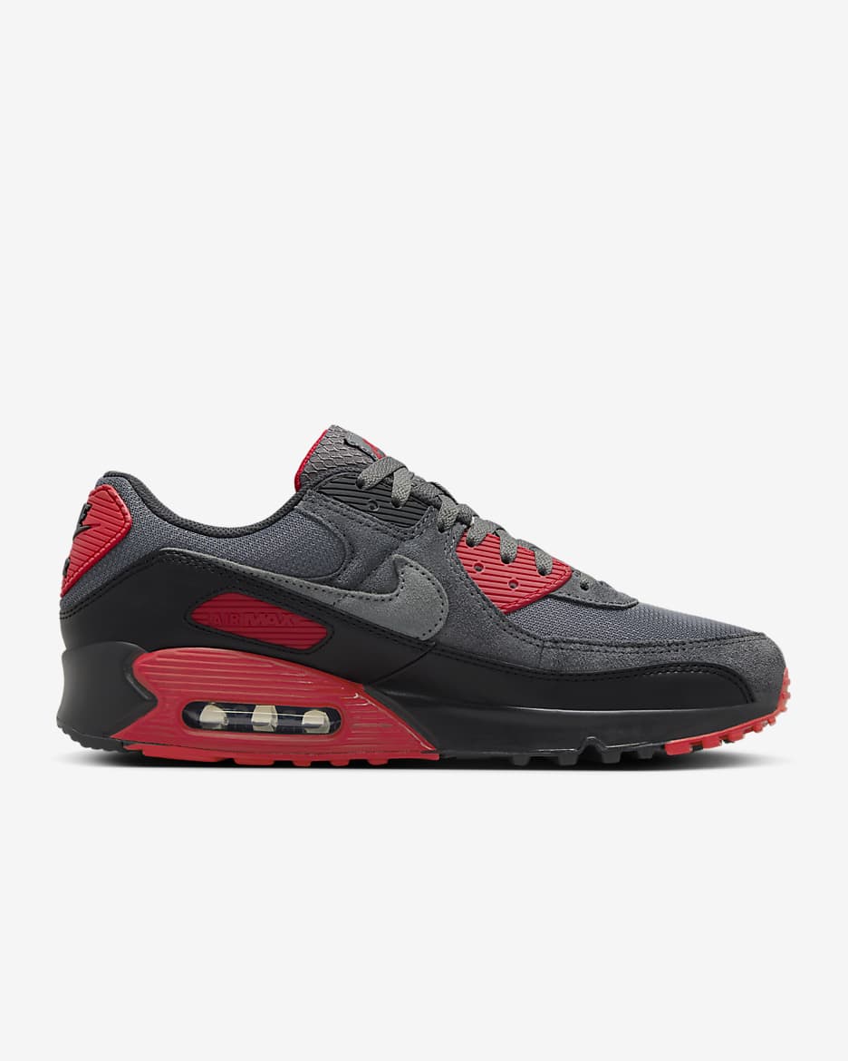 Calzado para hombre Nike Air Max 90 - Negro/Gris hierro/Rojo pasión/Gris humo