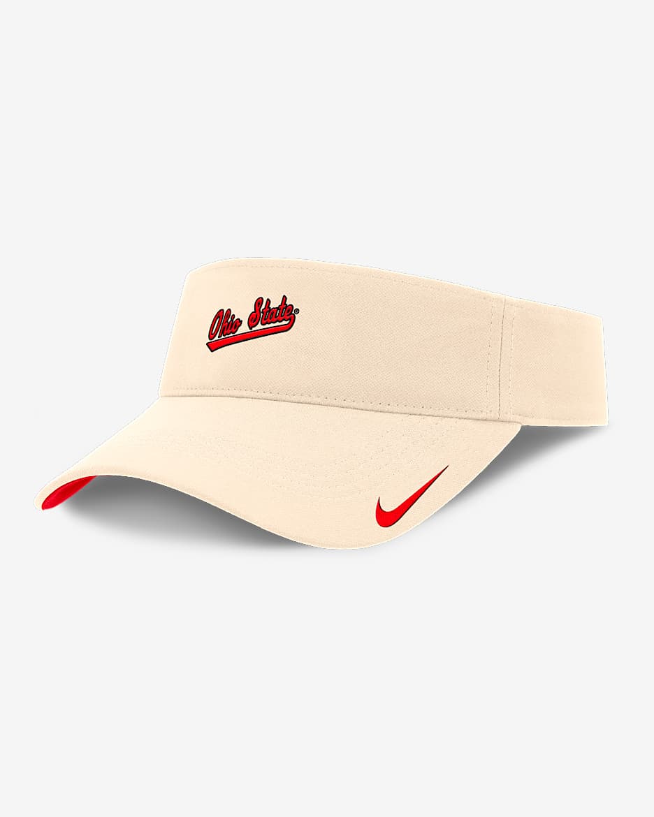 Visera universitaria Nike Dri-FIT ajustable para hombre Ohio State Buckeyes Primetime Ace - Natural