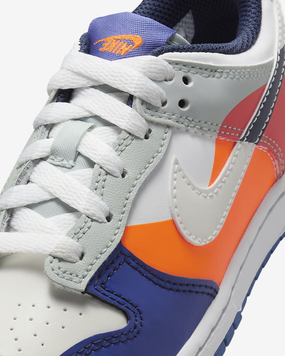 Nike Dunk Low SE Little Kids' Shoes - White/Light Silver/Midnight Navy/White