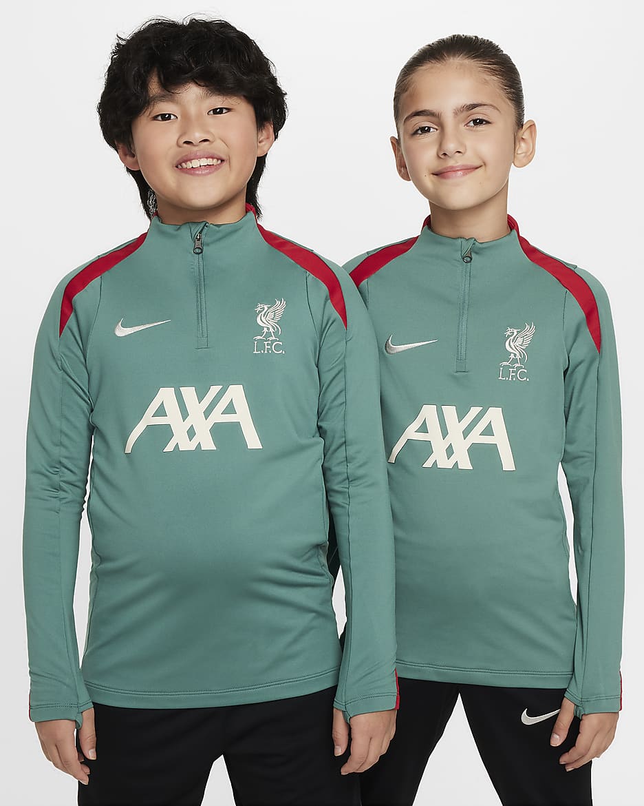 Haut d'entraînement de football Nike Dri-FIT Liverpool FC Strike pour ado - Bicoastal/Bicoastal/Gym Red/Light Orewood Brown