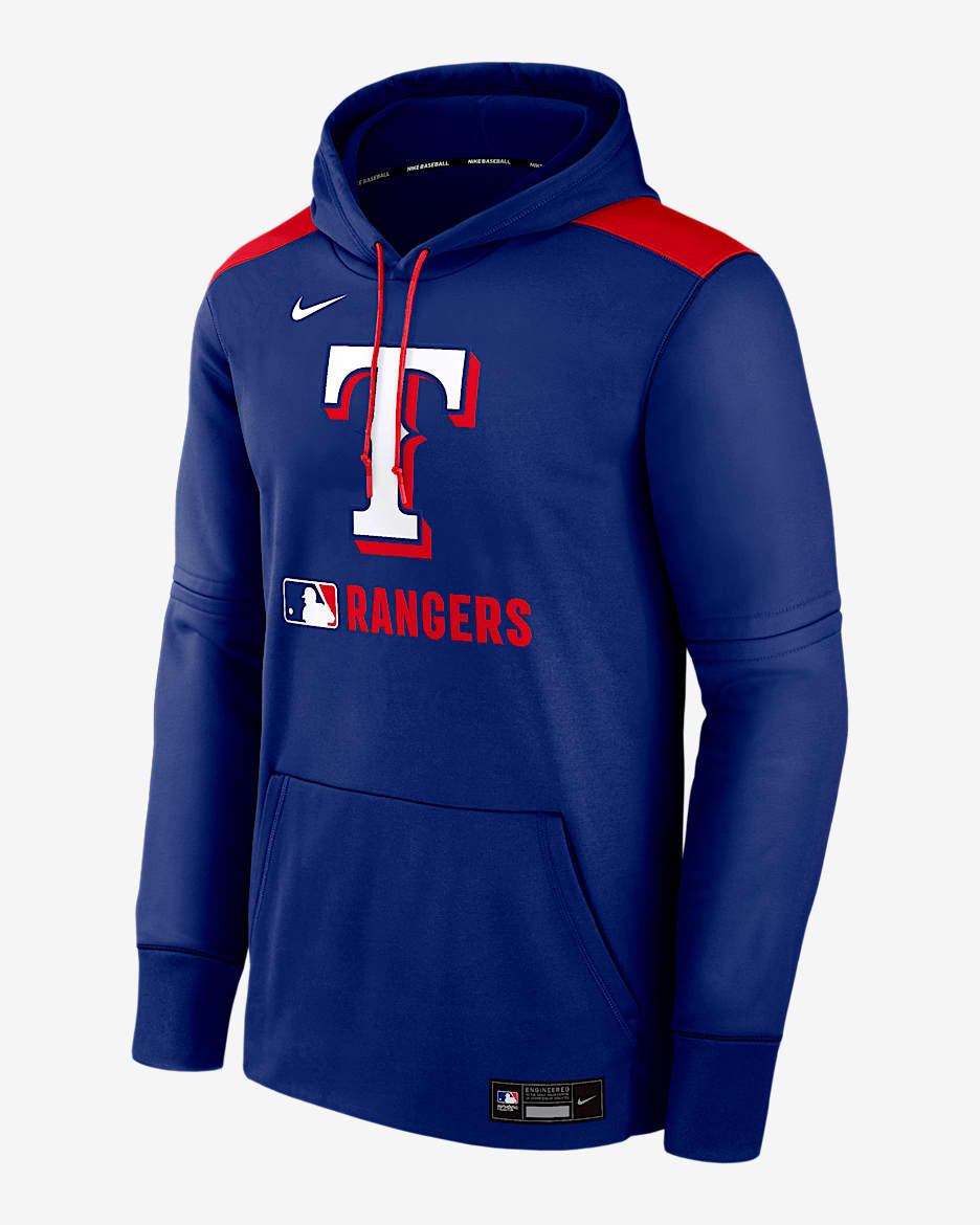 Sudadera con gorro sin cierre Nike Therma de la MLB para hombre Texas Rangers Authentic Collection - Royal