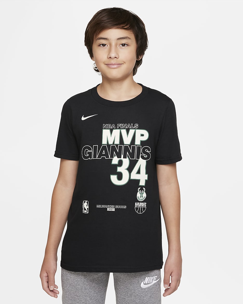 Milwaukee Bucks Older Kids' Nike NBA T-Shirt - Black