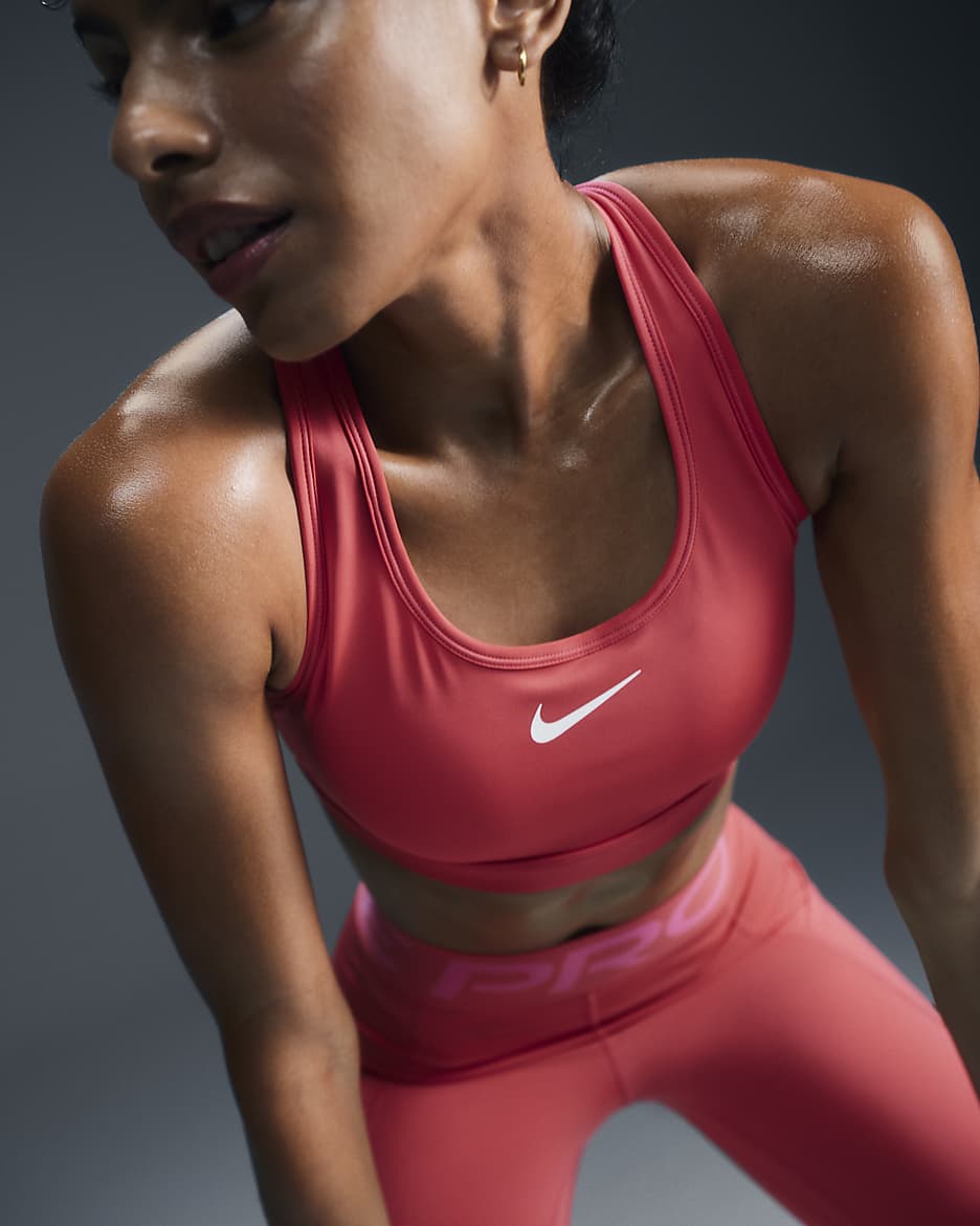 Nike Swoosh Medium-Support Women's Padded Sports Bra - Aster Pink/White