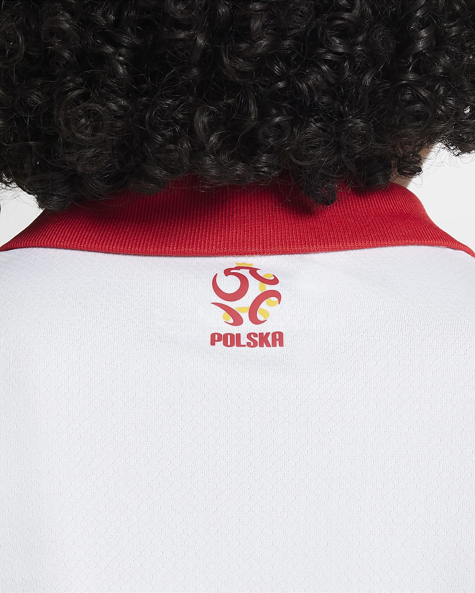 Lengyelország 2024/25 Stadium hazai Nike Dri-FIT replika futballmez nagyobb gyerekeknek - Fehér/Sport Red/Sport Red