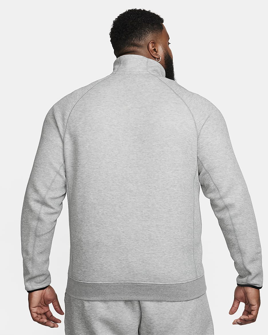 Nike Sportswear Tech Fleece rövid cipzáras férfipulóver - Dark Grey Heather/Fekete