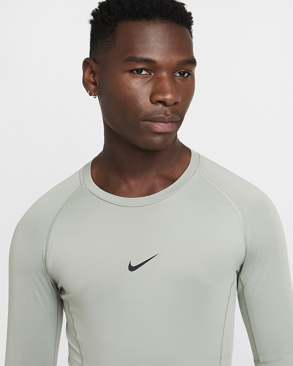 Męska przylegająca koszulka z długim rękawem do fitnessu Dri-FIT Nike Pro - Jade Horizon/Czerń