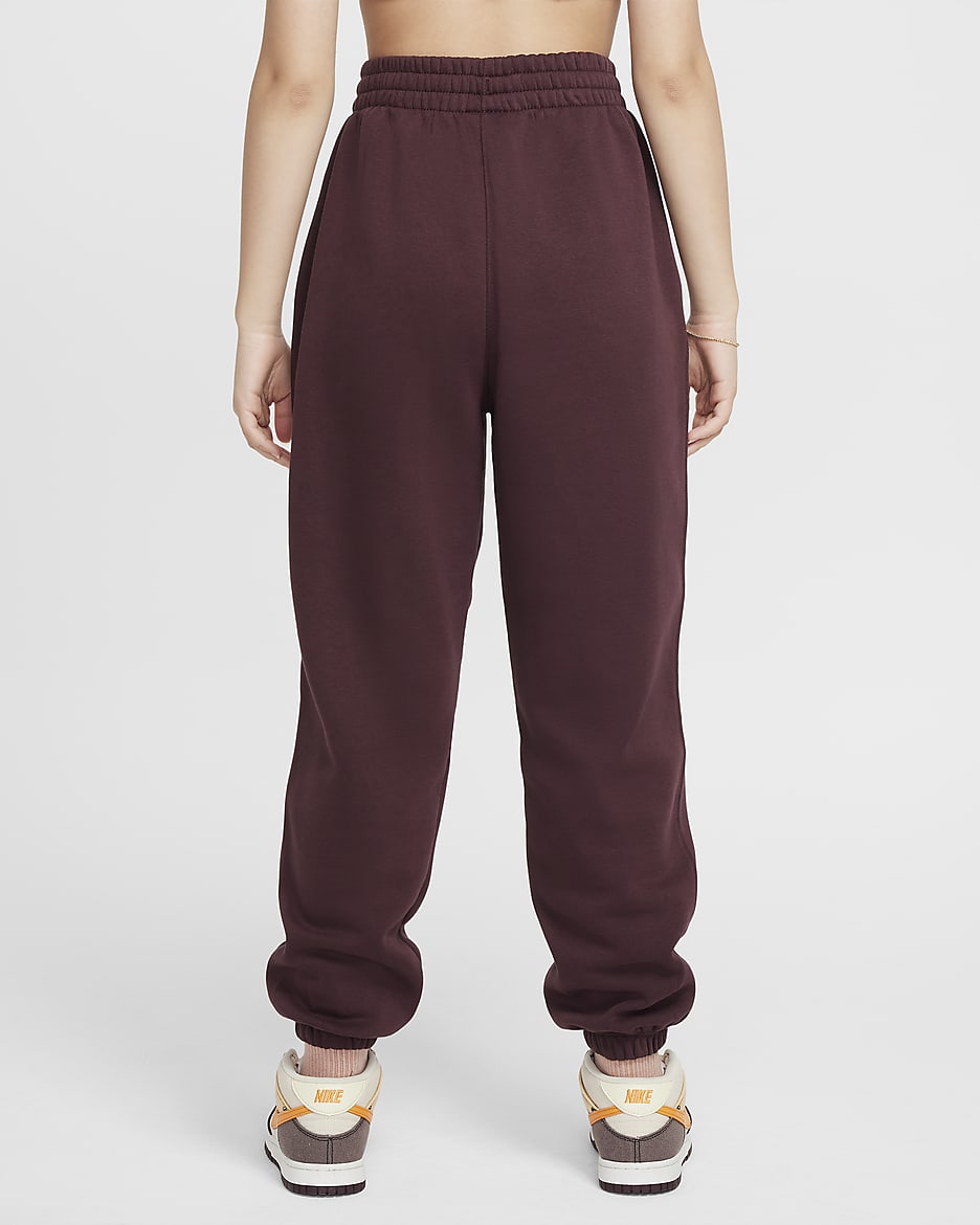 Nike Sportswear Club Fleece Girls' Loose Pants - Burgundy Crush/Hot Punch