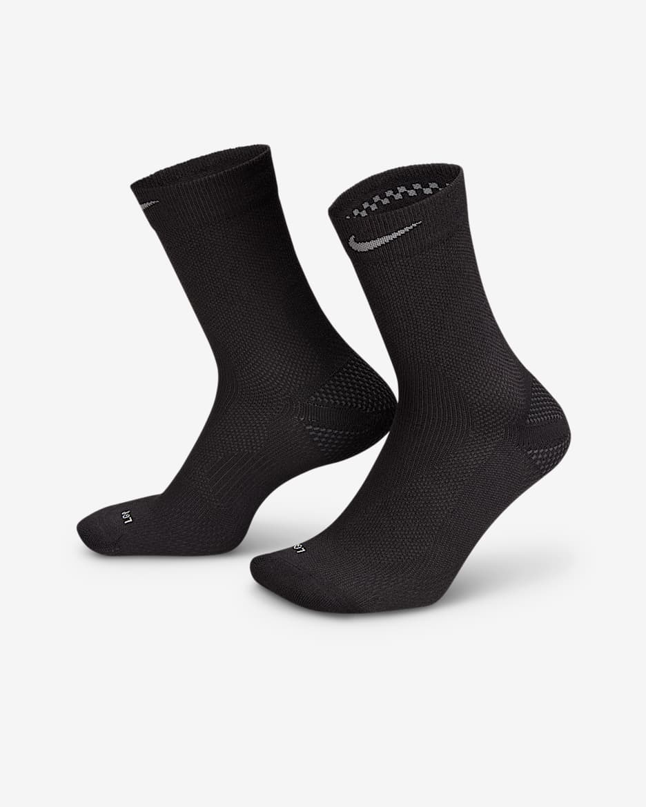 Nike Lightweight Running Crew Socks (1 Pair) - Black/Dark Smoke Grey/Pure Platinum/Smoke Grey