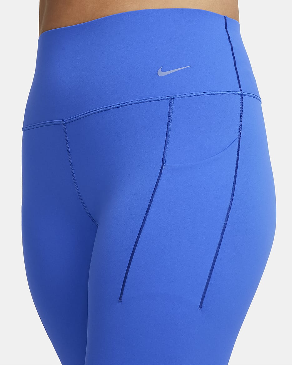 Leggings de 7/8 de tiro alto y sujeción media con bolsillos para mujer Nike Universa - Hiperroyal/Negro