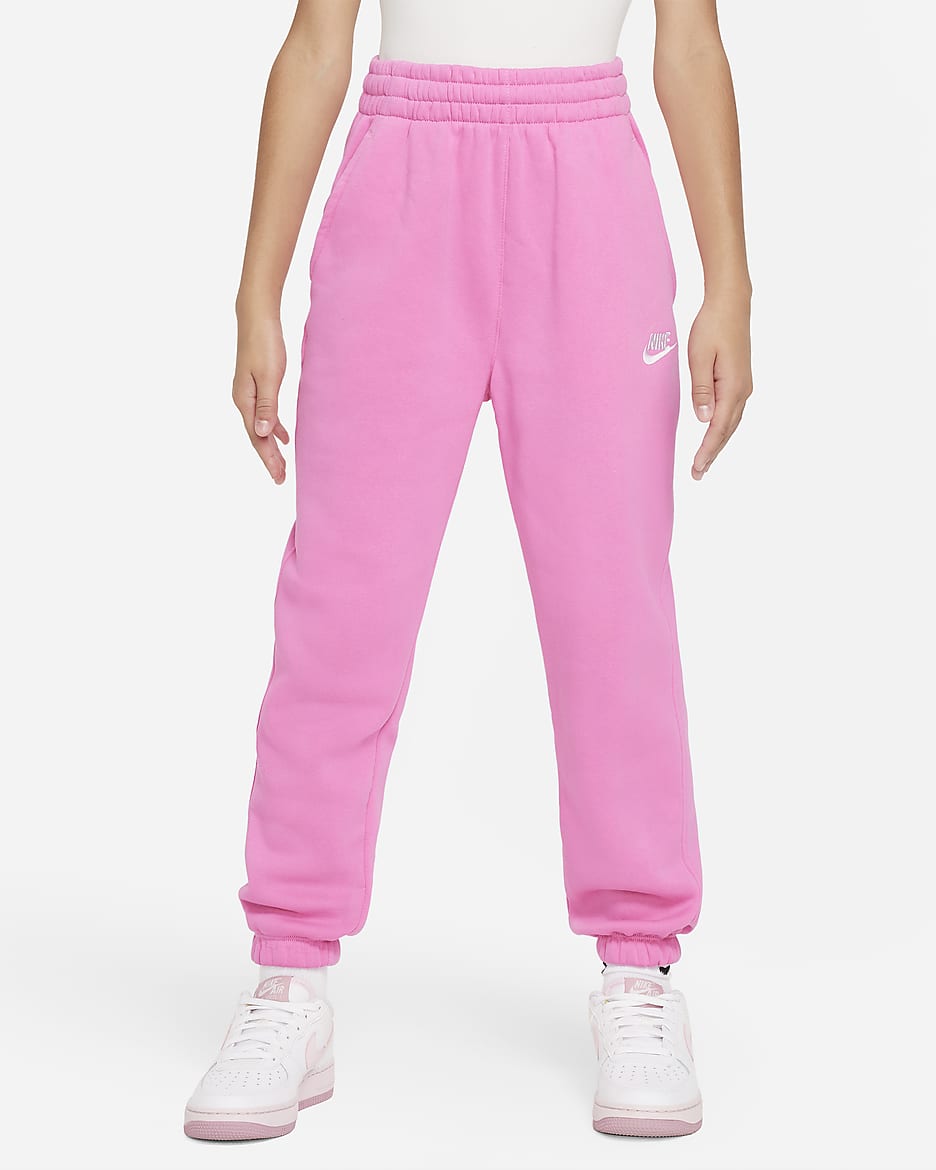 Pants holgados para niños talla grande Nike Sportswear Club Fleece - Rosa alegre/Rosa alegre/Blanco