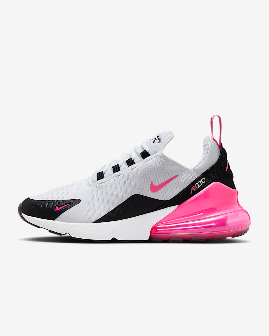 Tenis para mujer Nike Air Max 270 - Blanco/Negro/Blanco/Hiperrosa