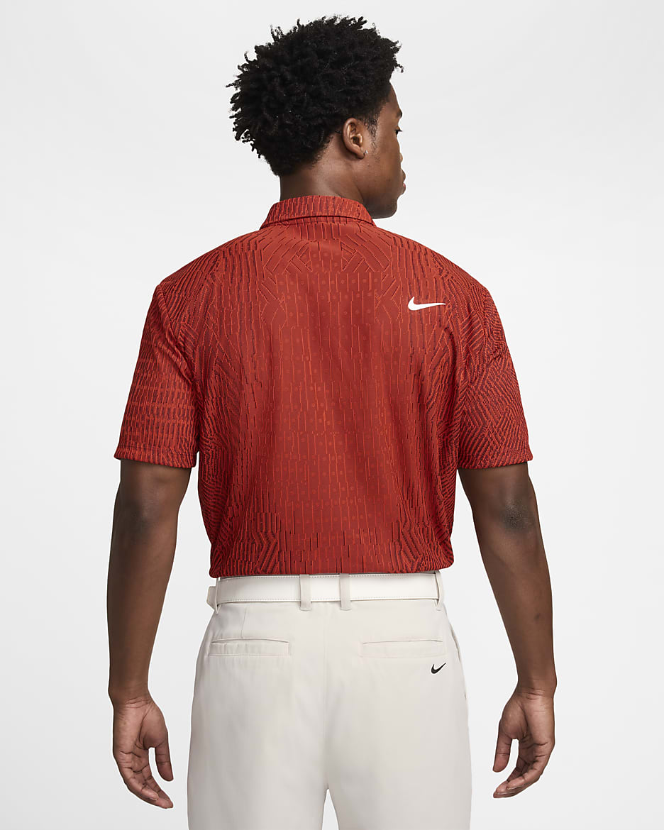 Nike Tour Dri-FIT ADV golfskjorte til herre - Picante Red/Burgundy Crush/Hvit