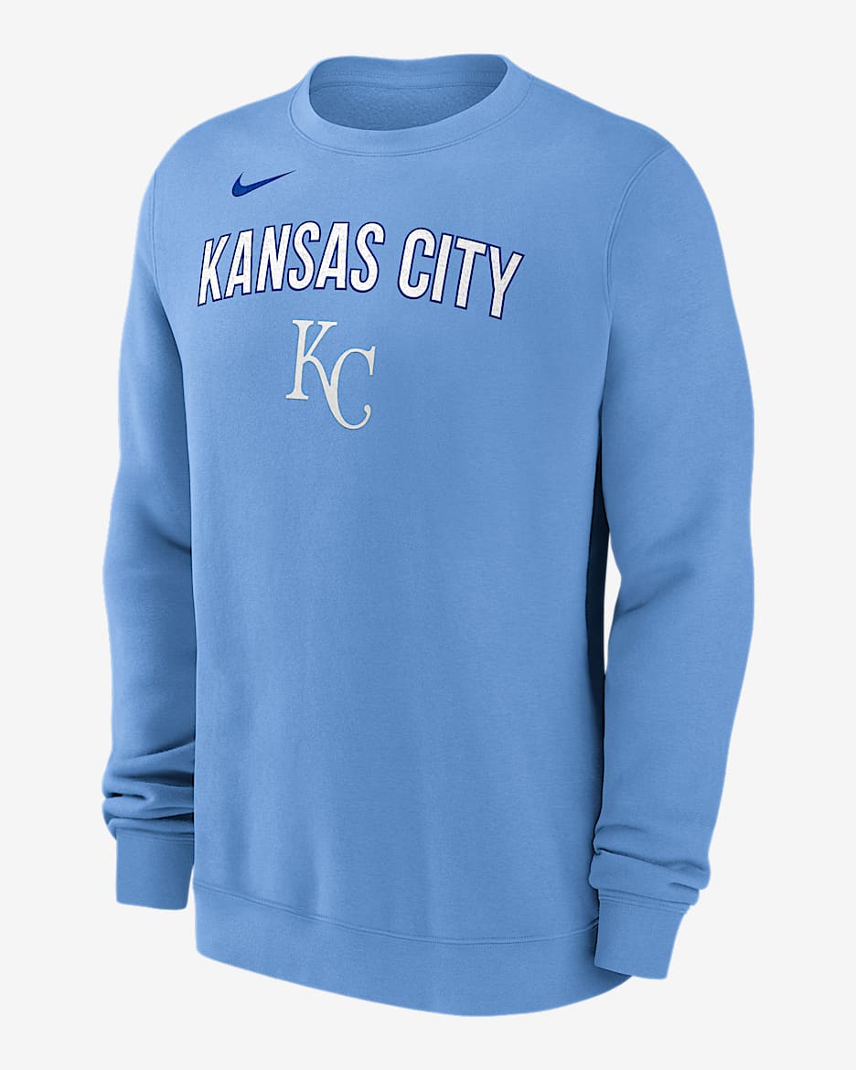 Sudadera de cuello redondo sin cierre Nike de la MLB para hombre Kansas City Royals - Azul claro