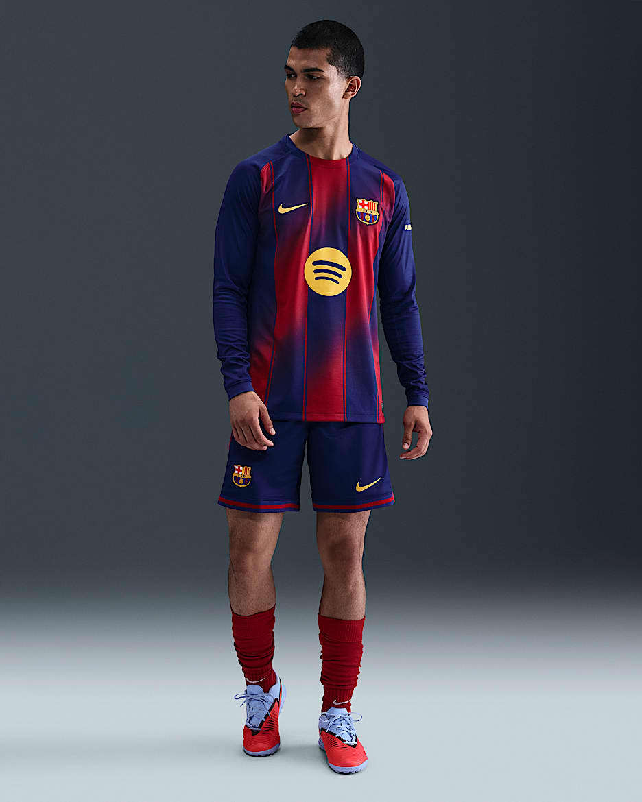 F.C. Barcelona 2025/26 Stadium Home Men's Nike Dri-FIT Football Replica Shorts - Deep Royal Blue/Noble Red/Midwest Gold