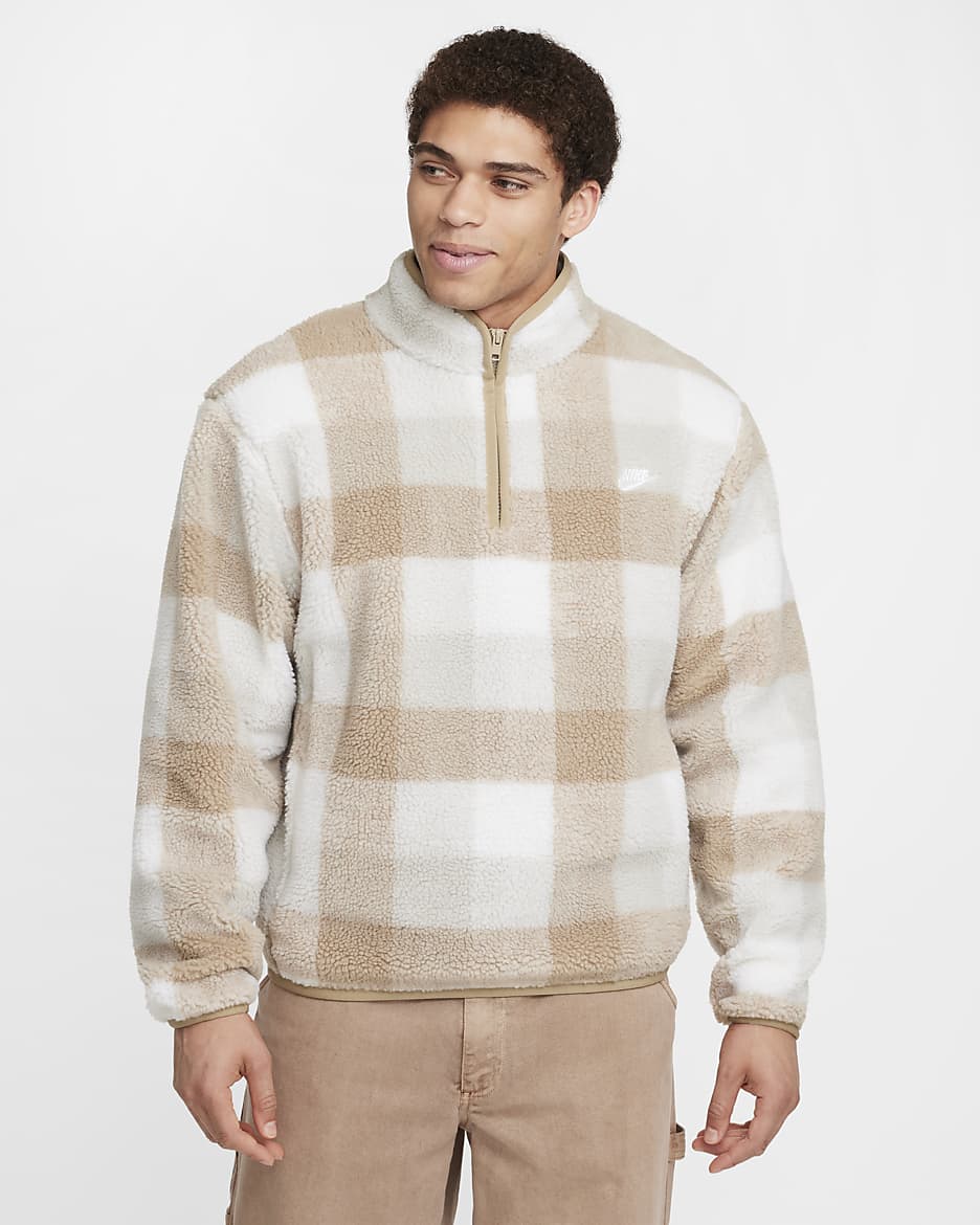 Nike Club Men's Winterized Half-Zip - Khaki/Sail/Light Bone/White