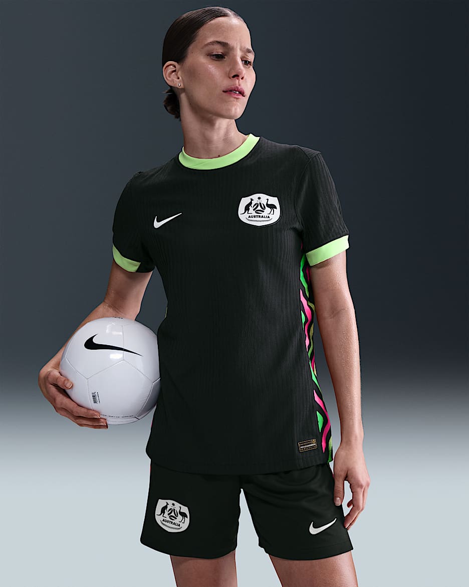 Dámský autentický zápasový venkovní fotbalový dres Nike Dri-FIT ADV Austrálie 2025/26 - Night Forest/Lime Blast/Bílá