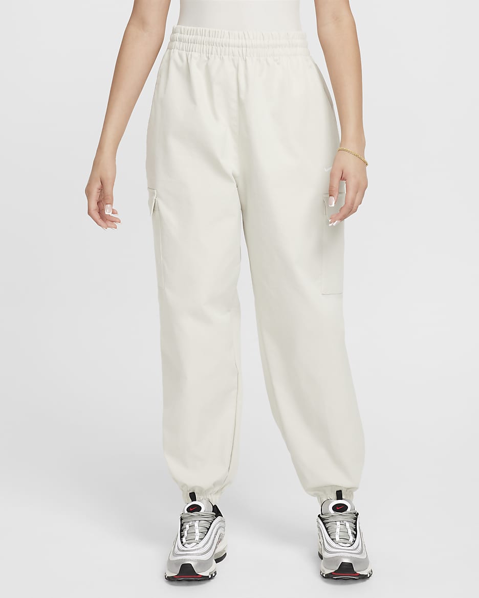 Nike Sportswear Girls' Cargo Trousers - Light Bone/White