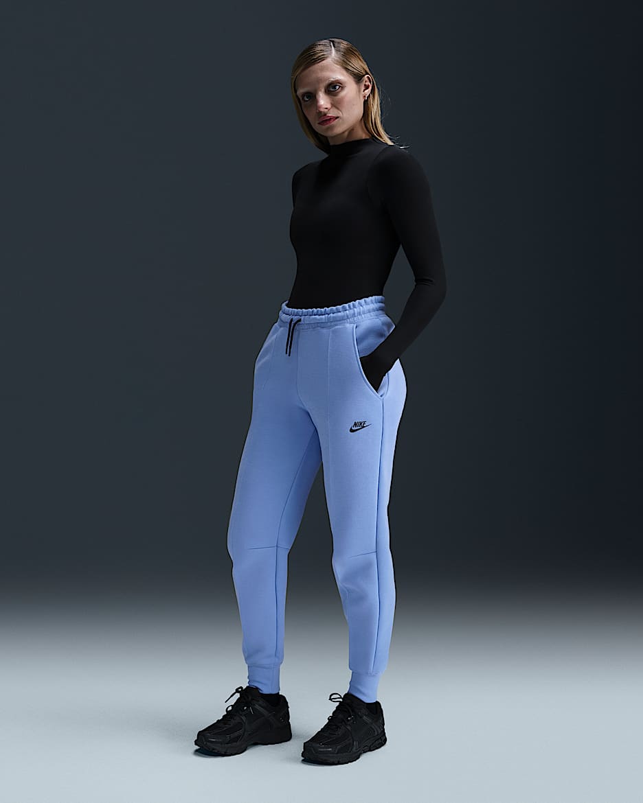 Joggers de tiro medio para mujer Nike Sportswear Tech Fleece - Royal pulso/Negro