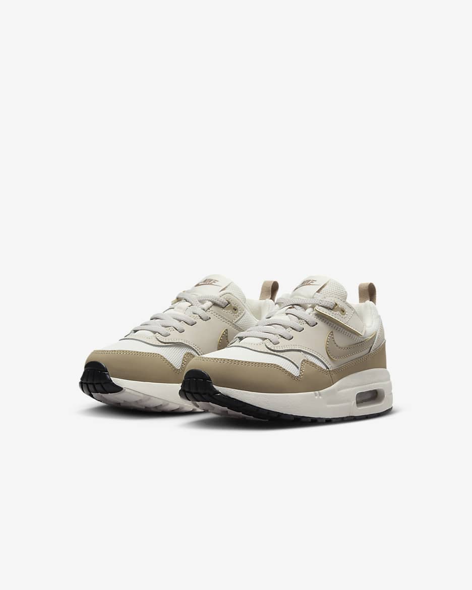 Nike Air Max 1 EasyOn Younger Kids' Shoes - Phantom/Light Orewood Brown/Black/Khaki