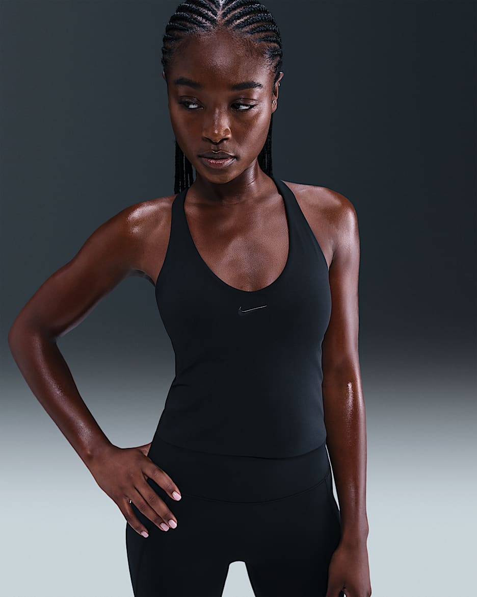Nike Universa Women's Medium-Support Padded Sports Bra Tank - Black/Anthracite/Dark Smoke Grey