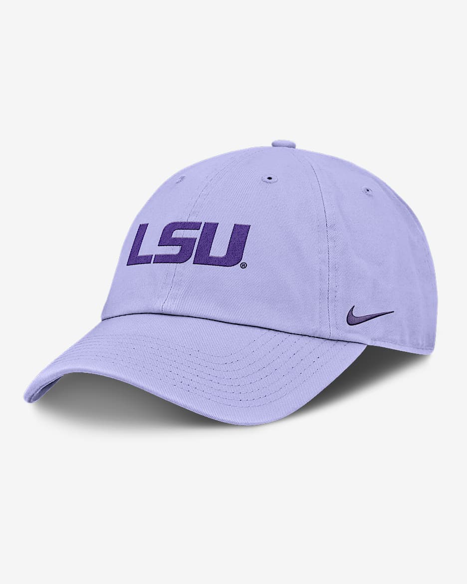 Gorra ajustable universitaria Nike para hombre LSU Primetime Campus Club Toned - Morado claro