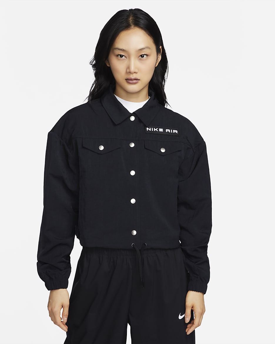 Nike Air Women's Modest Cropped Woven Jacket - Black/White