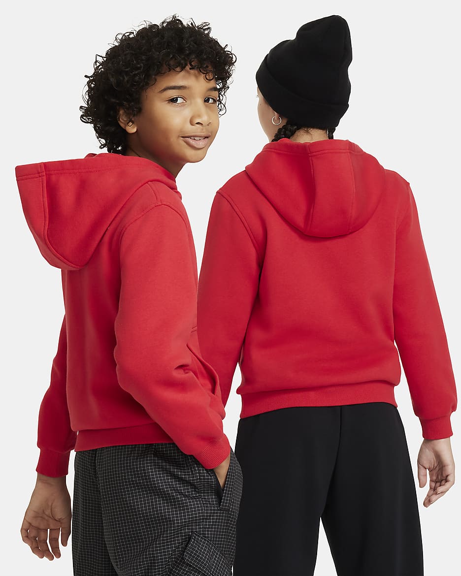 Sudadera con gorro para niños talla grande Nike Sportswear Club Fleece - Rojo universitario/Blanco