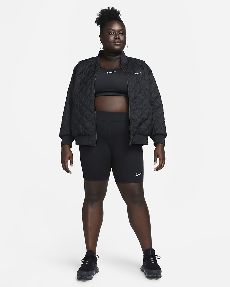 Nike Sportswear Classic bikeshorts met hoge taille voor dames (Plus Size, 21 cm) - Zwart/Sail